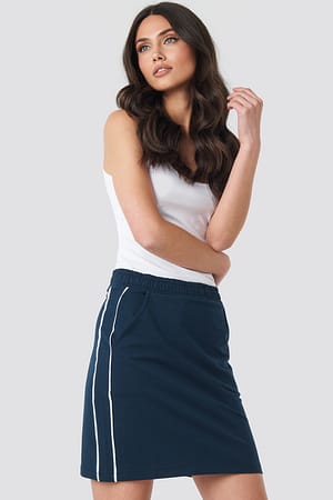 Navy/White Piping Detail Mini Skirt