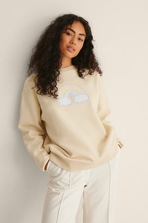 Offwhite Sweatshirt Estampada Arco-íris