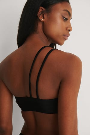 Black Recycled bikinitopp med en axel