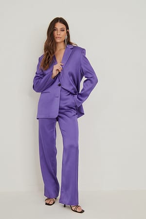 Purple Pantalon de costume en satin
