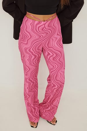 Pink Combo Pantalon à nouer à la taille