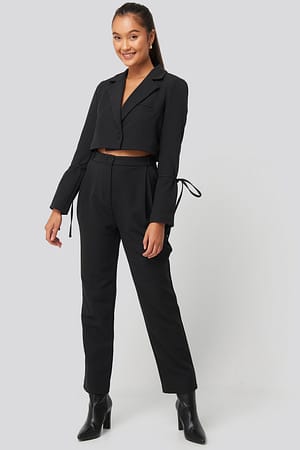 Black Relaxed Fit Tailored Pants