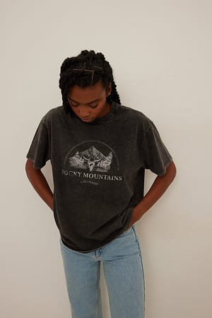 Black Rocky Mountains T-shirt i overstørrelse