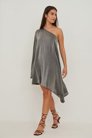 Dark Grey Mini-jurk met één mouw