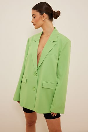 Green Oversized blazer med skulderpute