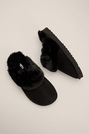 Black Zachte teddy slippers