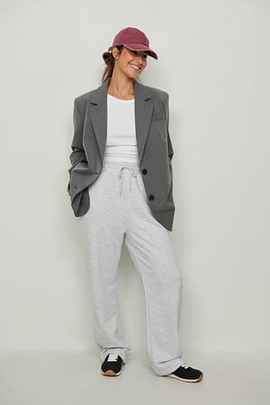 Grey Melange Spodnie dresowe z prostą nogawką