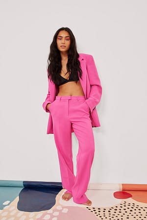 Pink Pantalon de costume droit recyclé