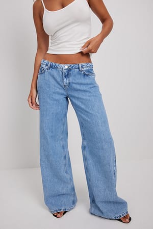 Light Blue Brede jeans met lage taille