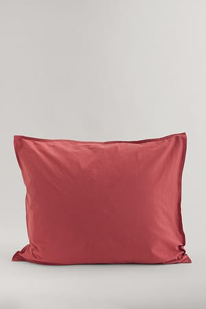 Pink Rechteckiger Kissenbezug aus gewaschener Baumwolle