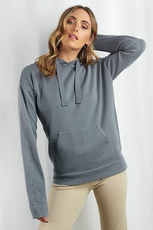 Grey Ty Knitted Hoodie