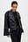 Gewaschene Cropped PU-Bikerjacke