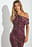 Minikleid mit drapierten Schultern und Burnout-Muster
