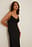 Waterfall Neck Slit Mesh Dress