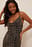 Waterfall Neck Slit Mesh Dress