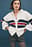 Oversized kabelstrikket sweater med kontrast