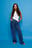 Asymmetric Closure Wide Leg Jeans