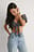 Organisches kurzes Cropped-Top mit Bindung vorne