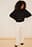 Flauschiger kurzer Strickpullover mit Saum im Destroyed-Look