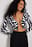 Printed Deep Neck Long Sleeve Top
