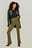 Ribbed Front Slit Detail Pants