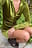 Rouched Button Velvet Dress