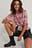 Chiffonblouse Met Bloemenprint En Korte Mouwen