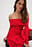 Schulterfreies Puff-Minikleid