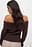 Ribgebreide off-shoulder trui