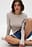 Round Neck Rib Long Sleeve Top