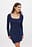 Geripptes Minikleid mit eckigem Ausschnitt