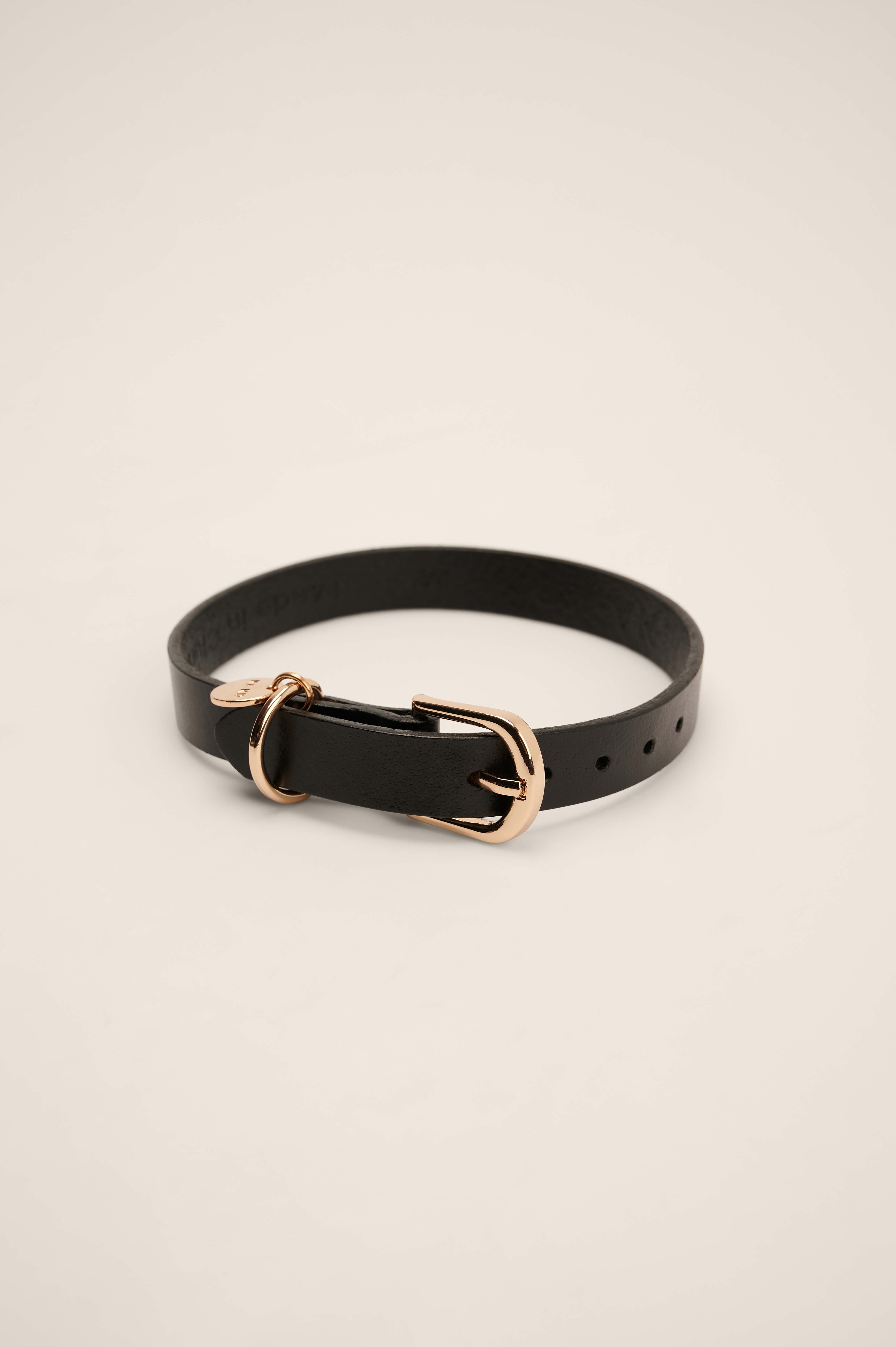 Black Basic Leather Dog Collar