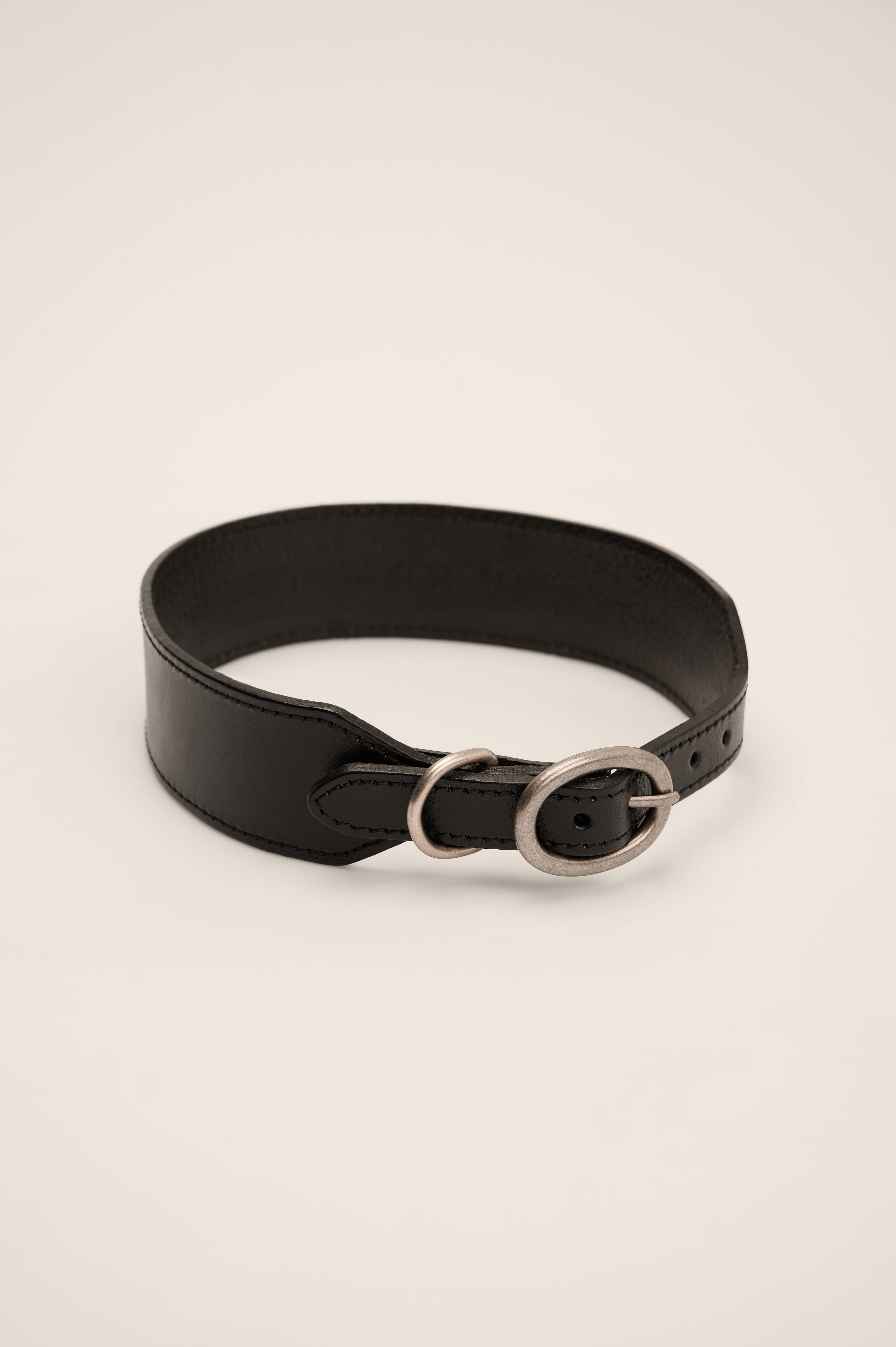 Black Wide Leather Dog Collar