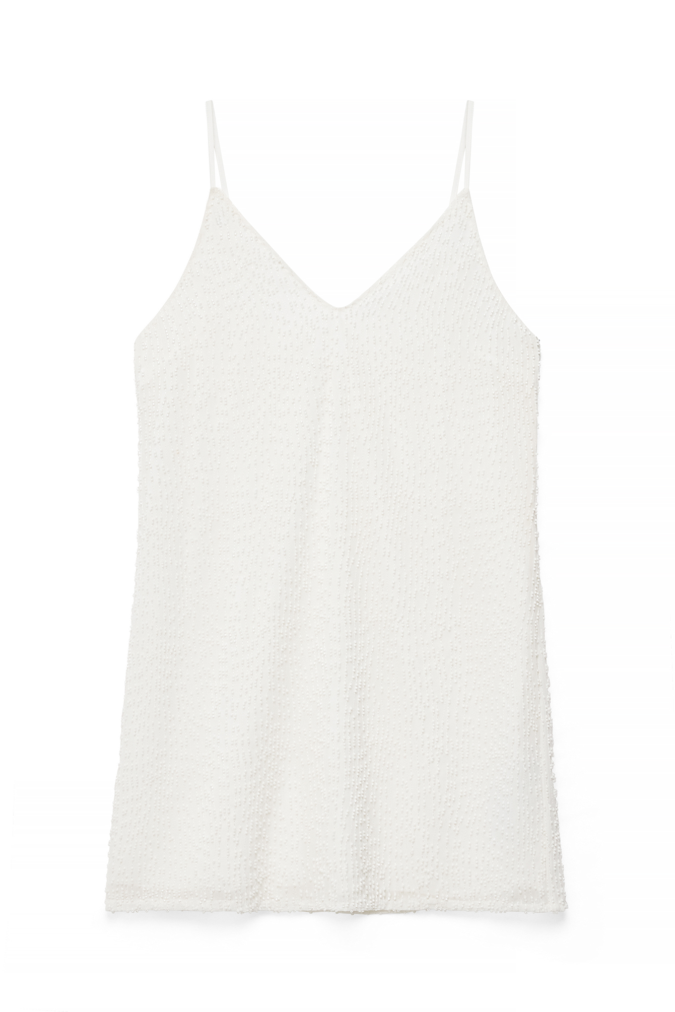 White Beaded Strap Mini Dress