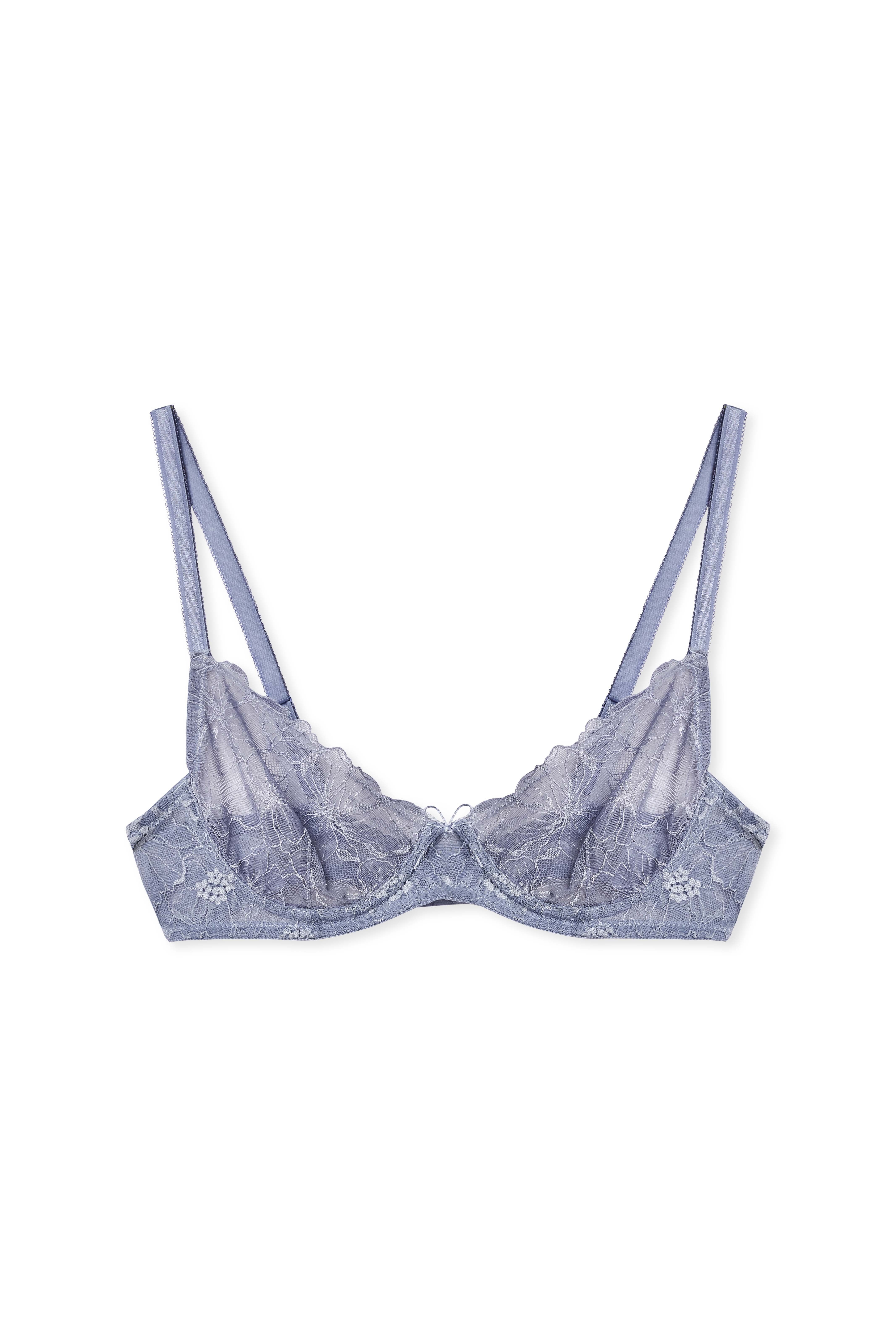 Dusty Light blue Bow Detailed Wire Bra