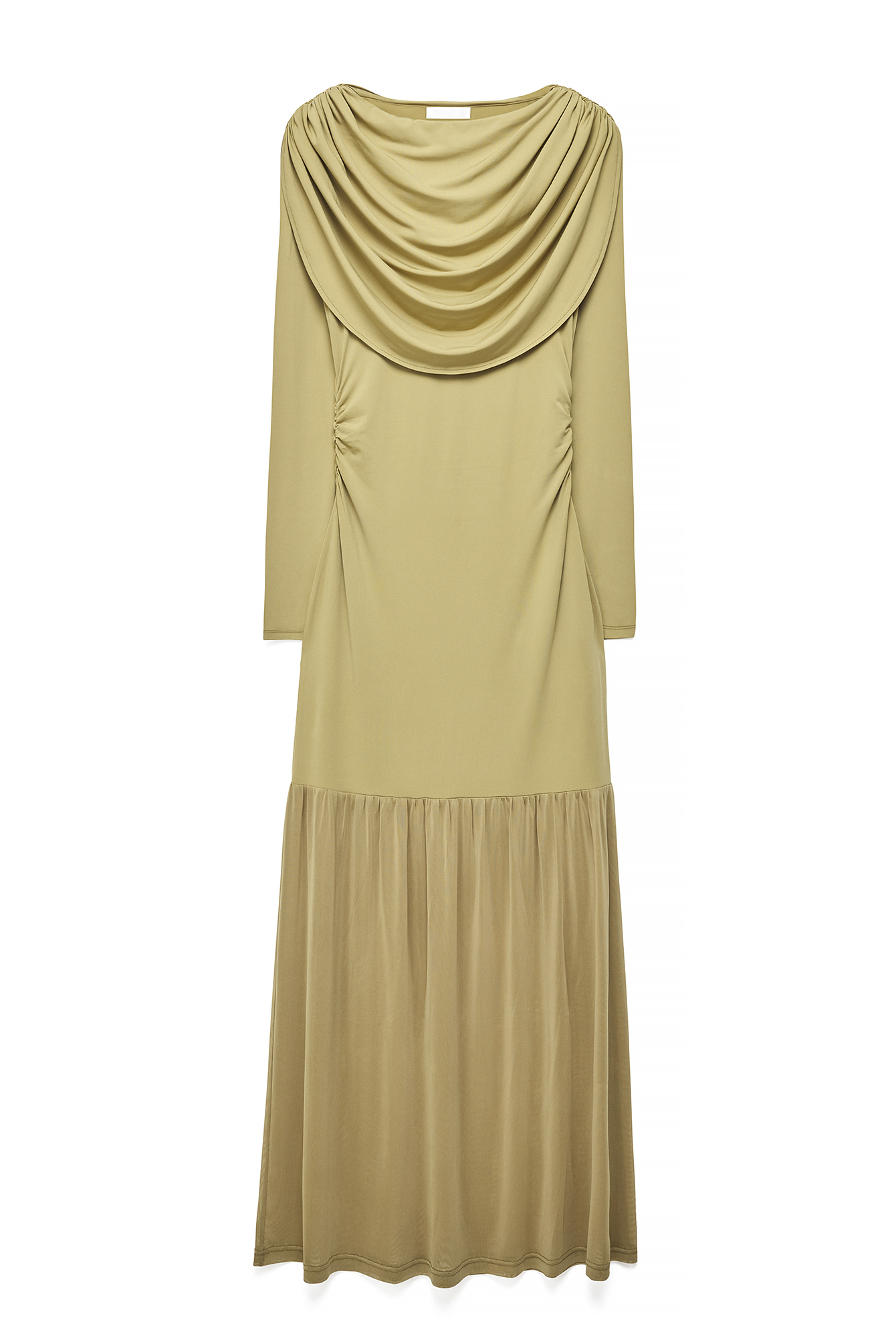 Light Green Draped Waterfall Maxi Dress