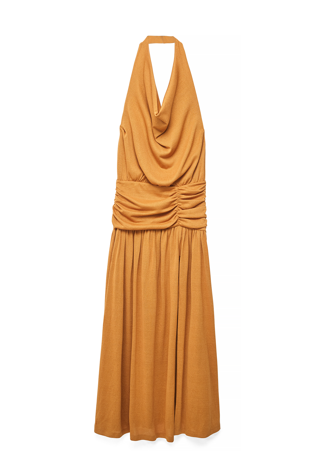 Dark Rust Halterneck Slit Maxi Dress