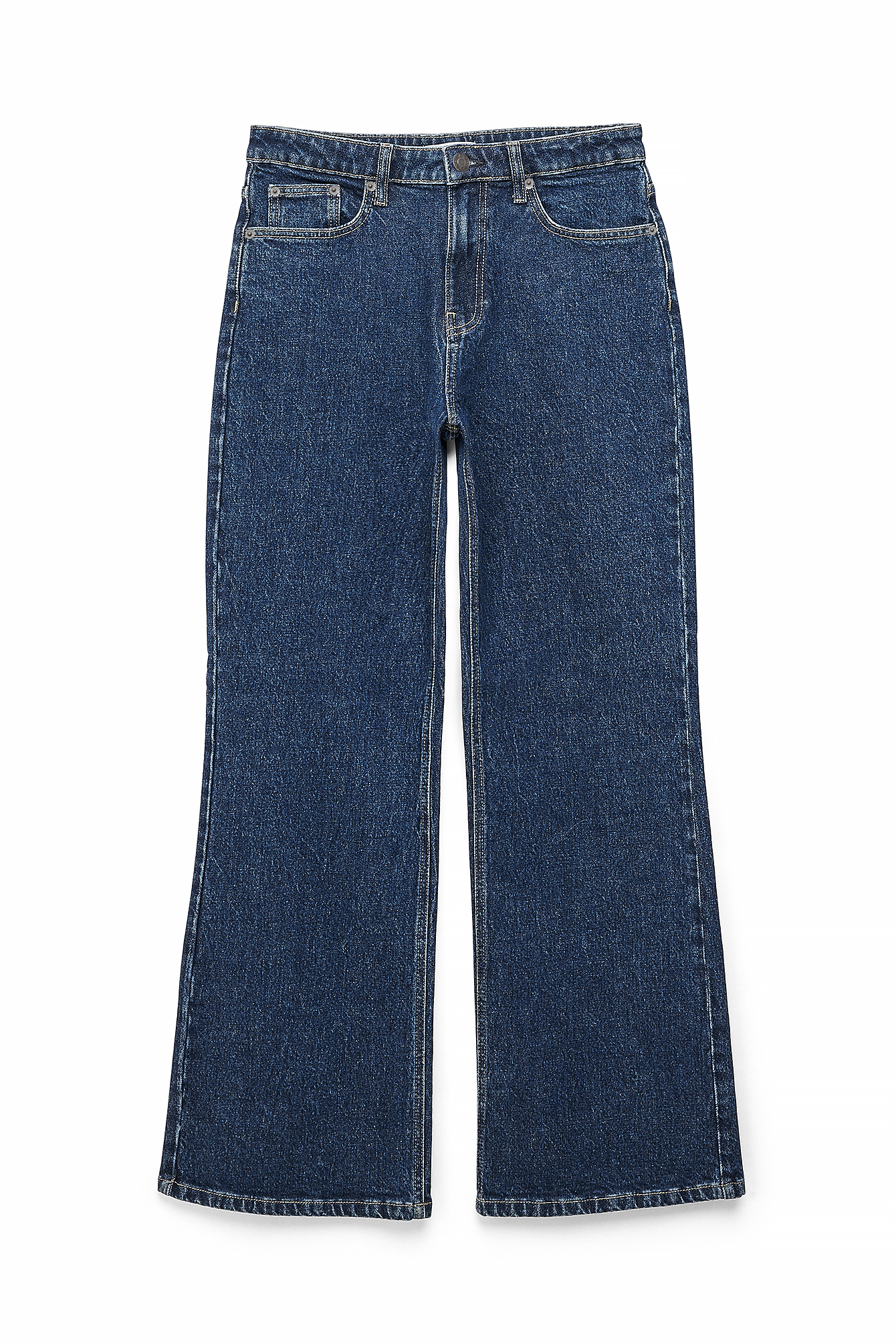 Dark Blue Bridge High Waist Flared Jeans