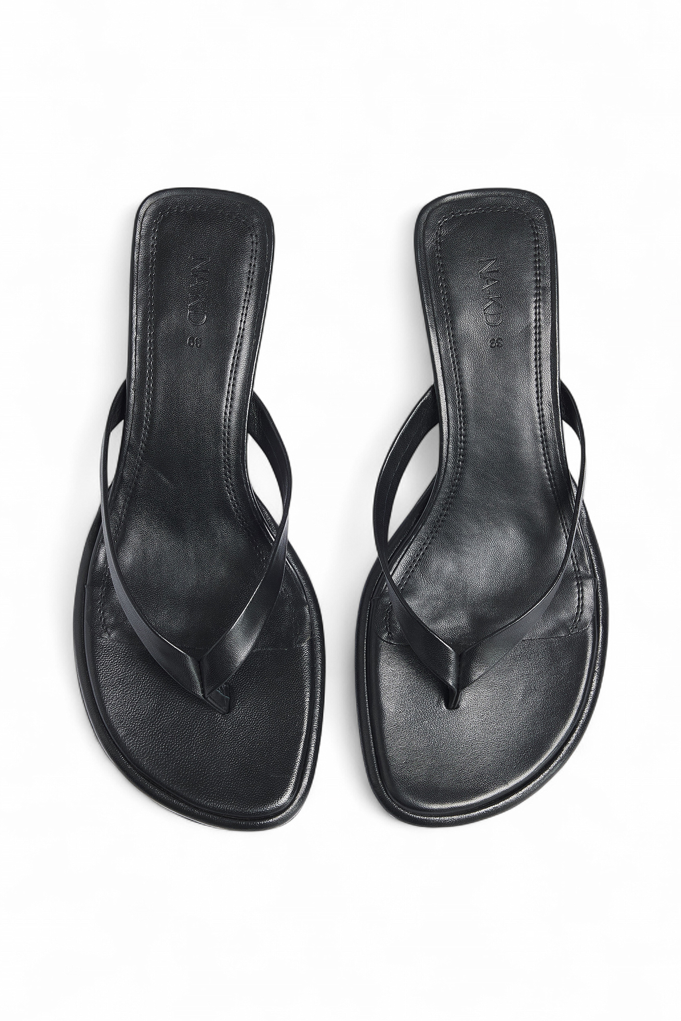 Black Leather Flip Flop Heels