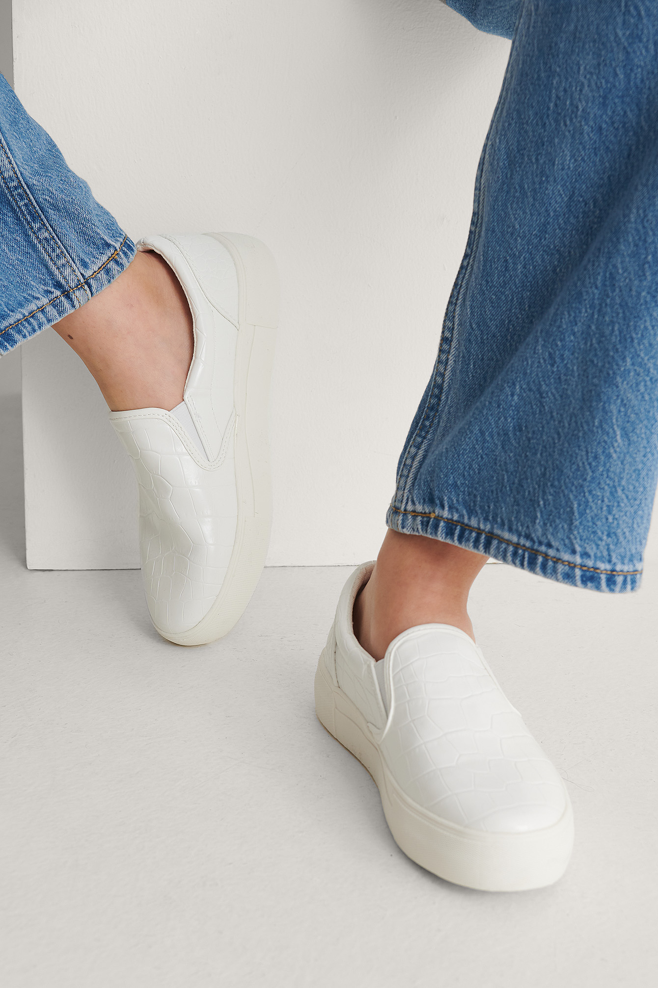 White Low Slip In Sneakers