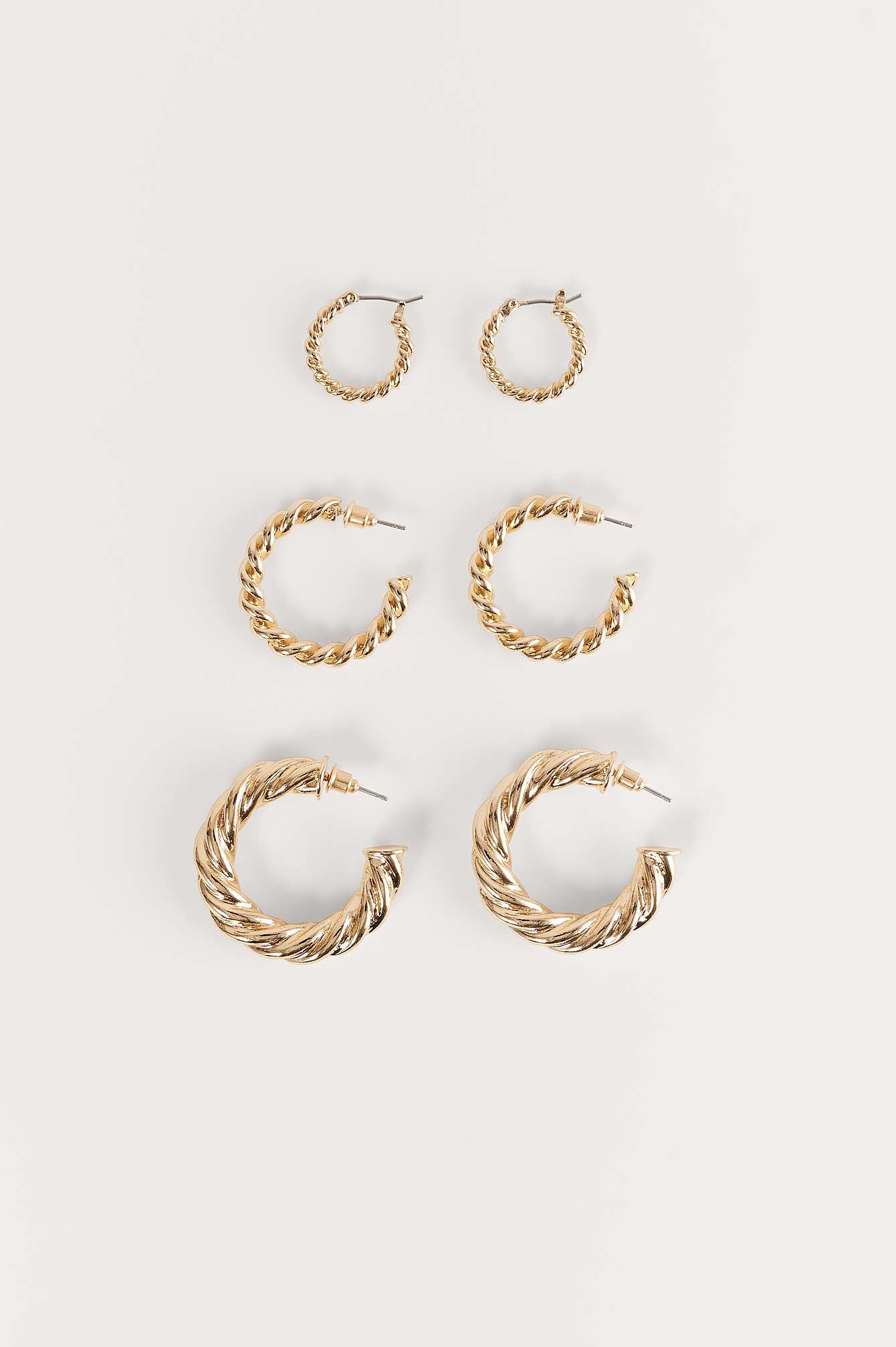 Gold 3-Pack Super Chubby Recycled Twisted Hoops