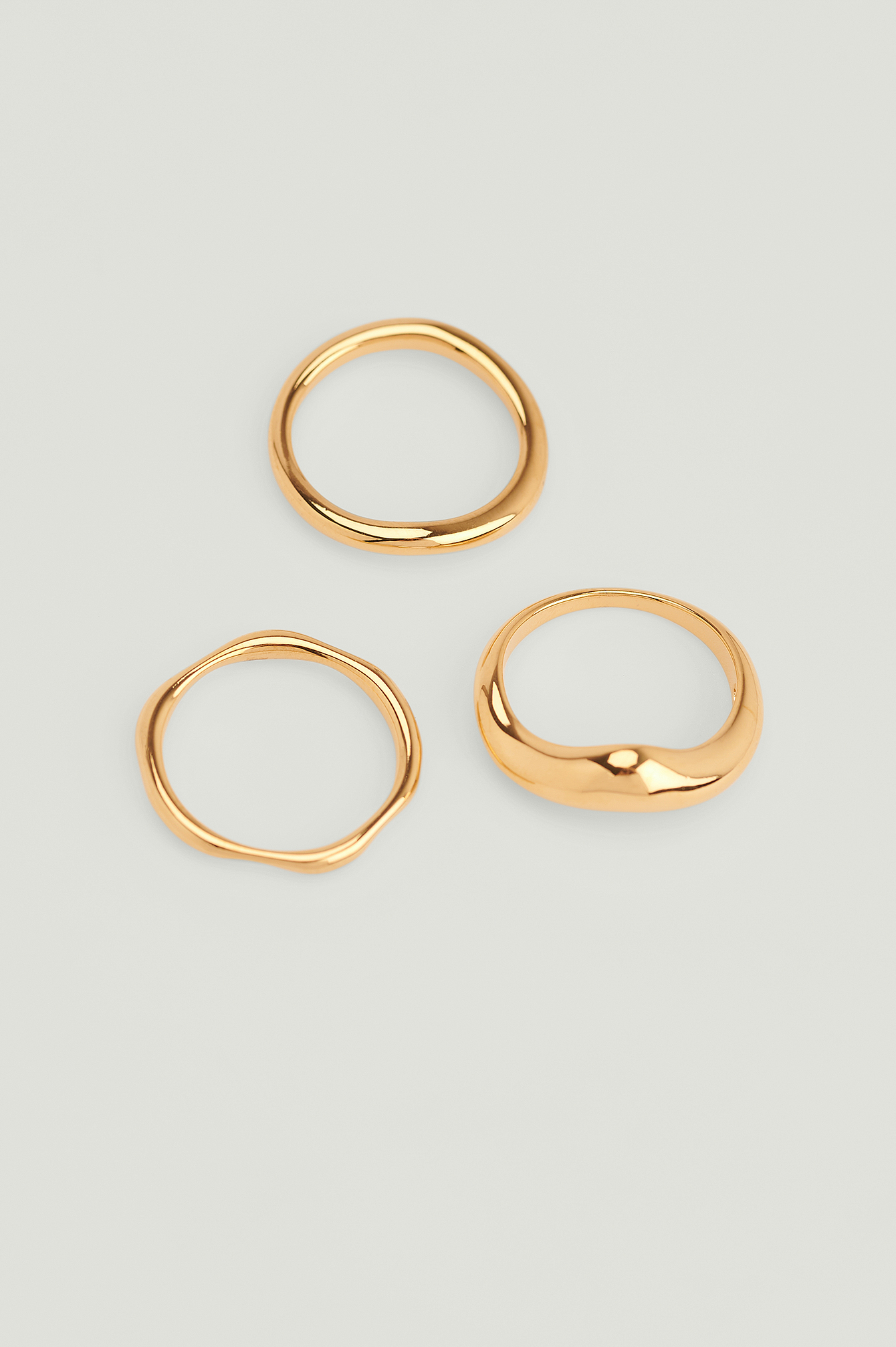 Gold Recycled 3-Pack Gold Plated Wavy Rings