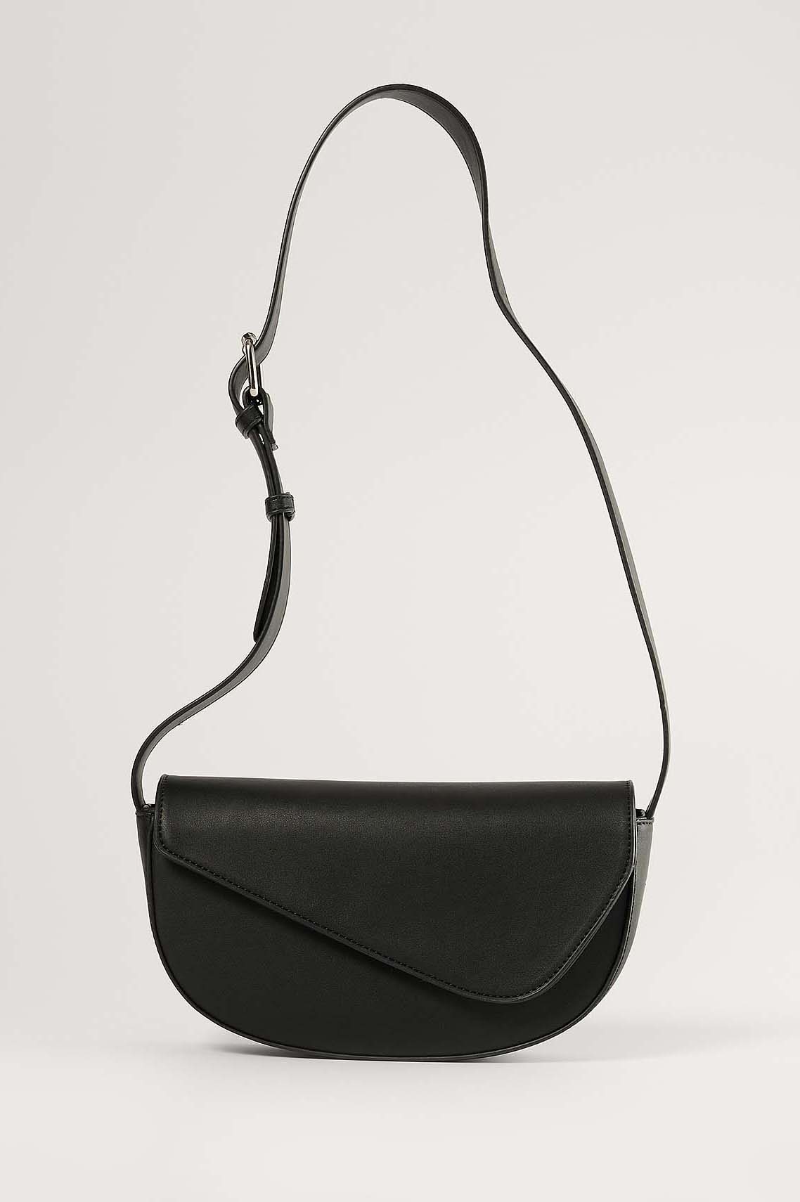 Black Asymmetric Saddle Crossbody Bag