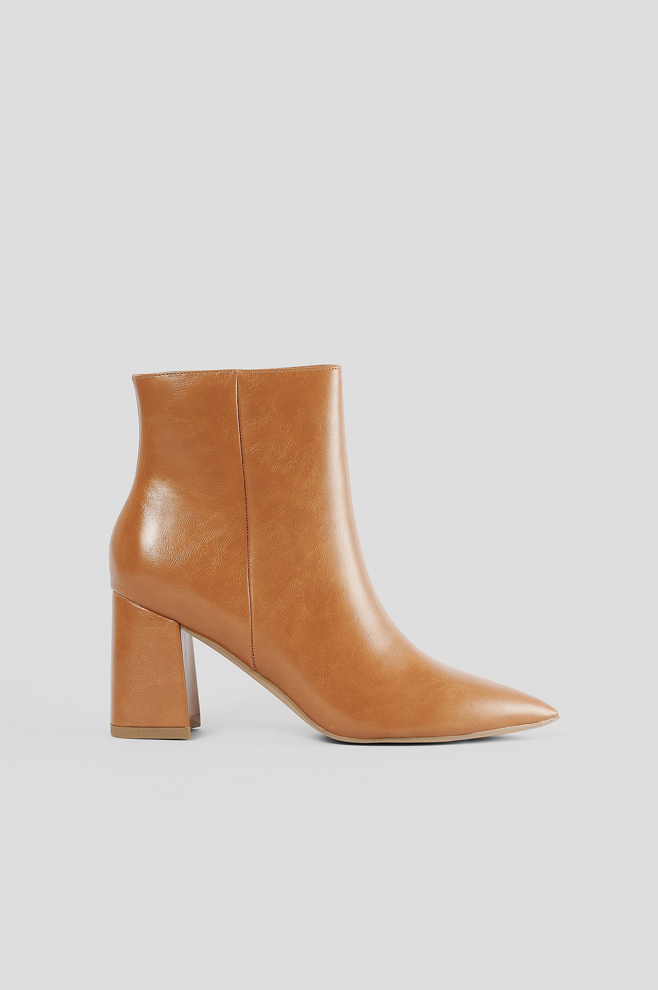 Brown Basic Structured Glossy Boots