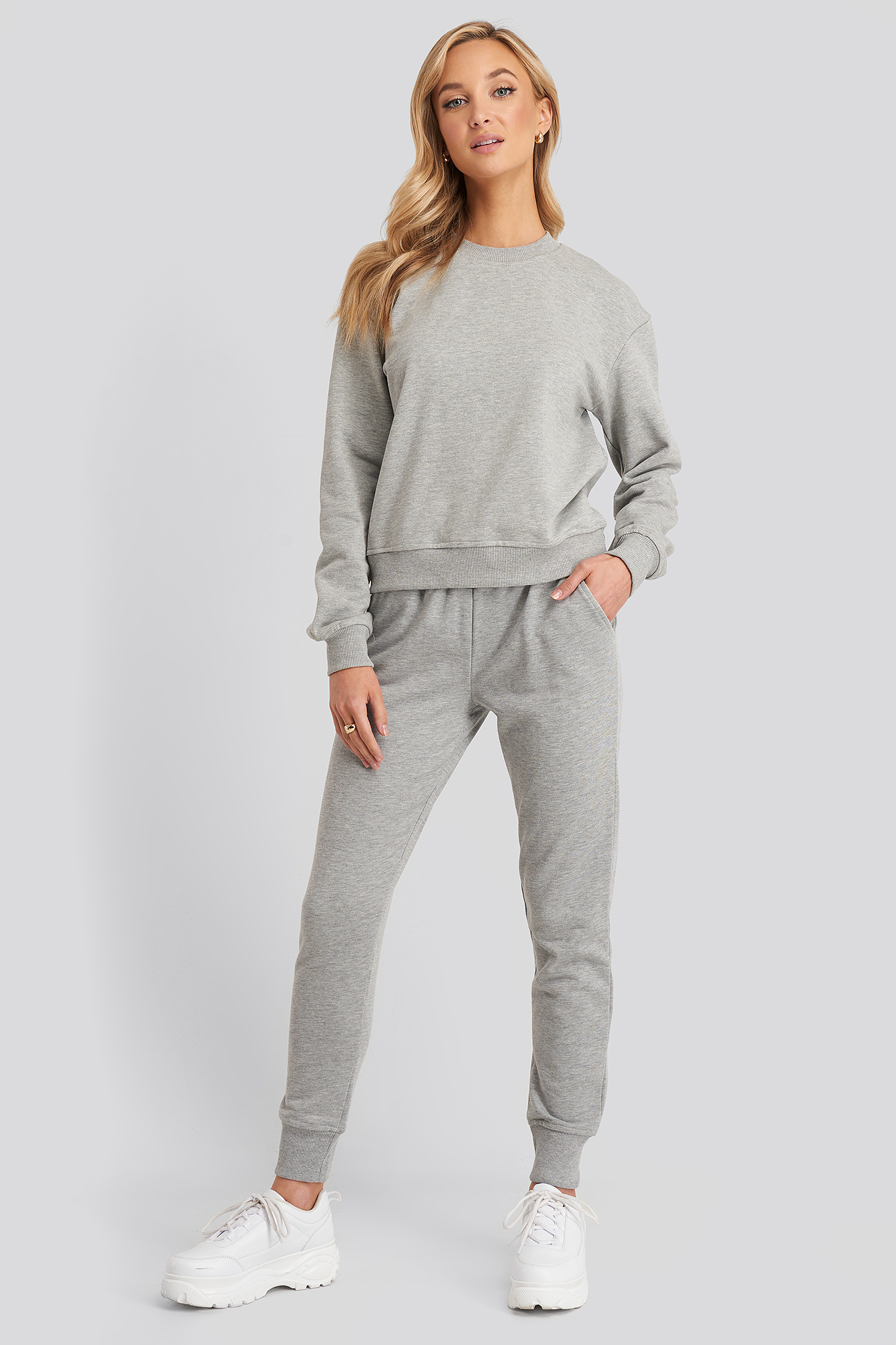Grey Melange Basic Sweatpants