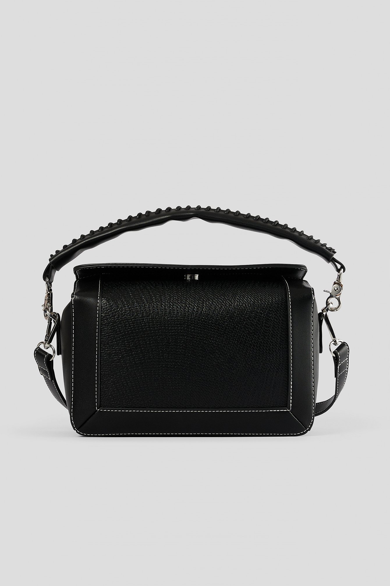 Black Boxy Stitch Detail Bag