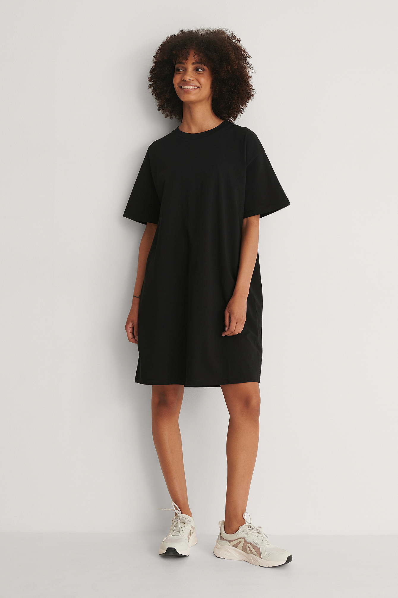 Black Organic Boxy T-Shirt Dress