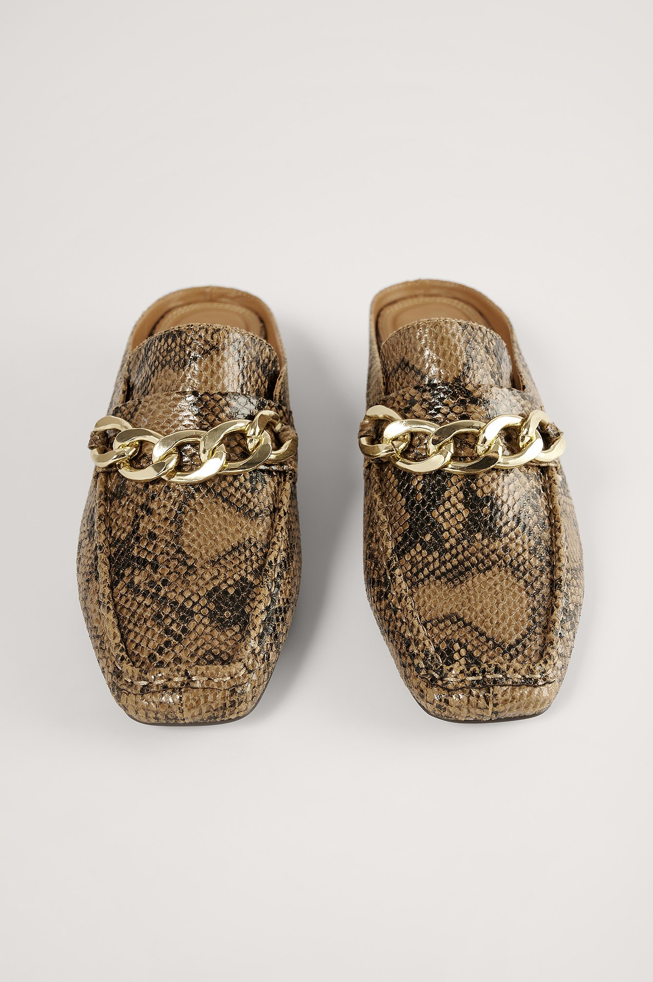 Snake Chain Detail Slip In Loafers