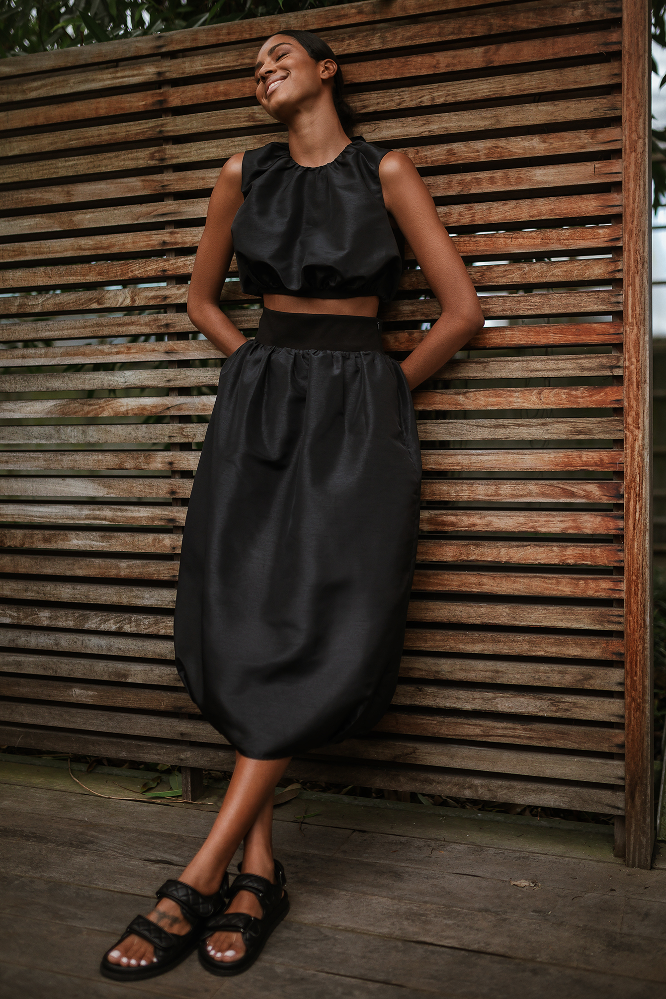 Black Cocoon Shape Maxi Skirt