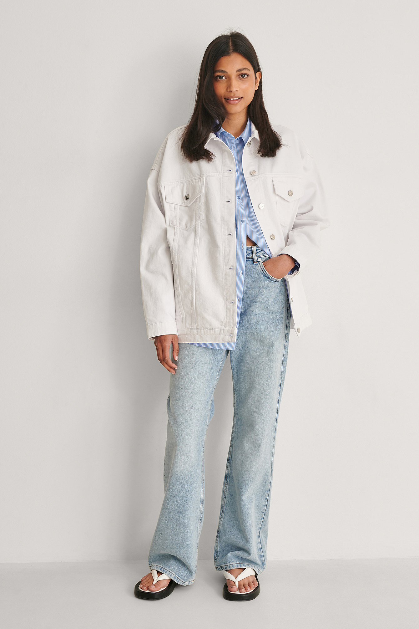 White Organic Denim Oversized Jacket
